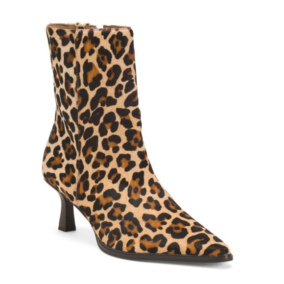 MATISSE Leopard Made In Brazil Leather Gabbie Heeled Booties - Picture 1 of 2